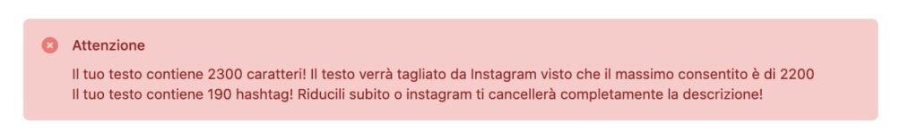 Messaggio di errore e consigli