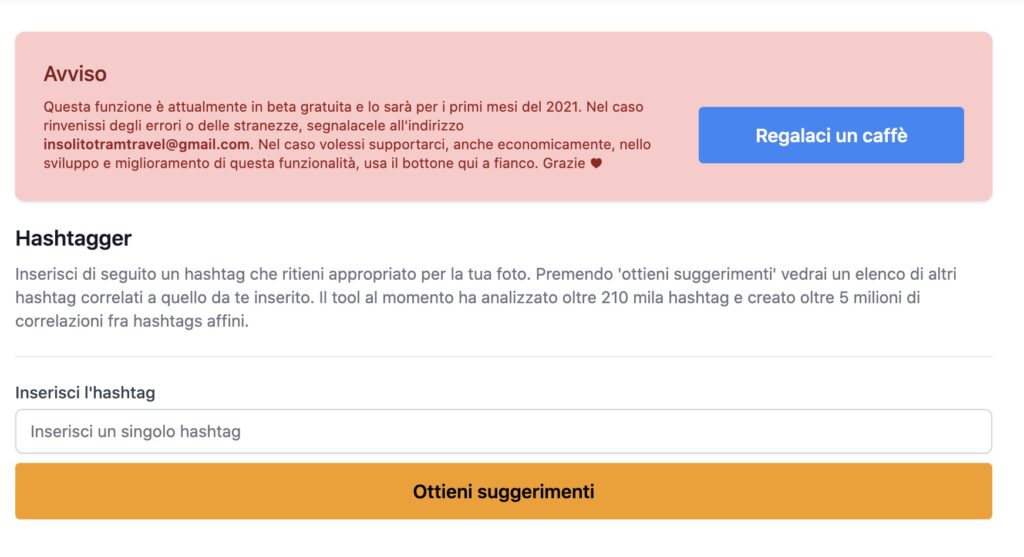 Home del suggeritore di hashtag